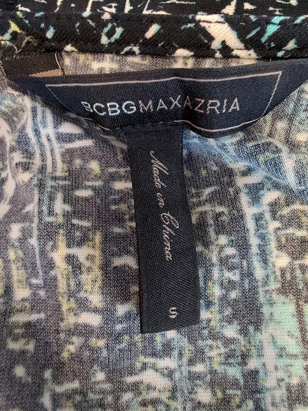BCBGMAXAZRIA Adele Printed Wrap Dress Sea Green Abstract Jersey Knit Size Small - Picture 9 of 12
